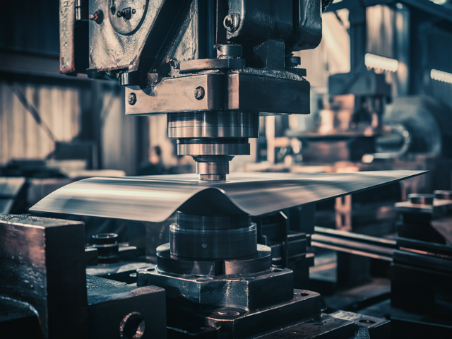 A machine compressing a sheet metal